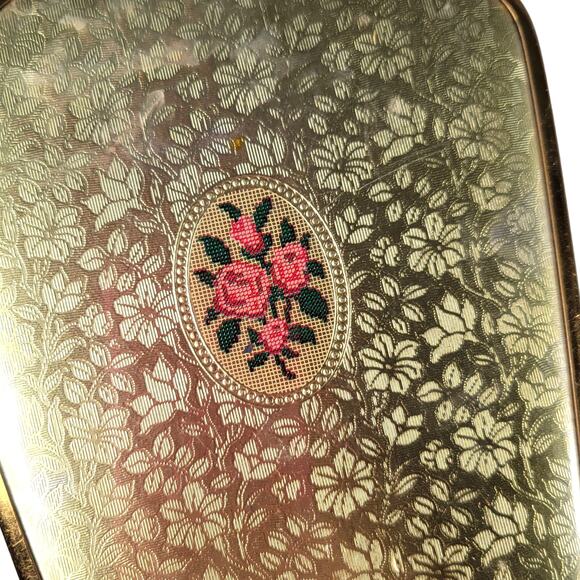 Vintage Gold-Tone Handheld Vanity Mirror Brush Set - Mirror Missing From Frame - Picture 4 of 16